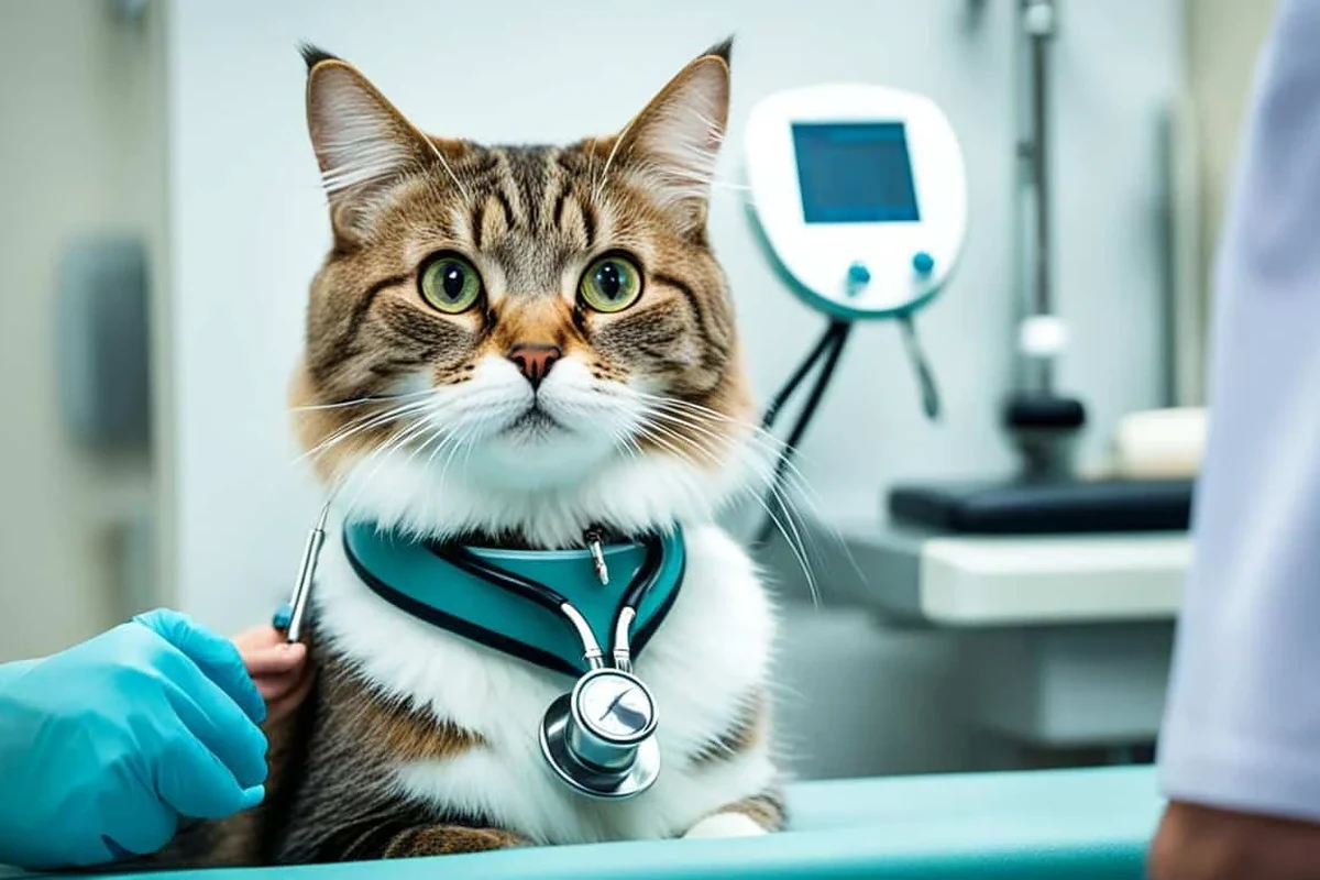 A happy cat playing with toys in a safe home environment.