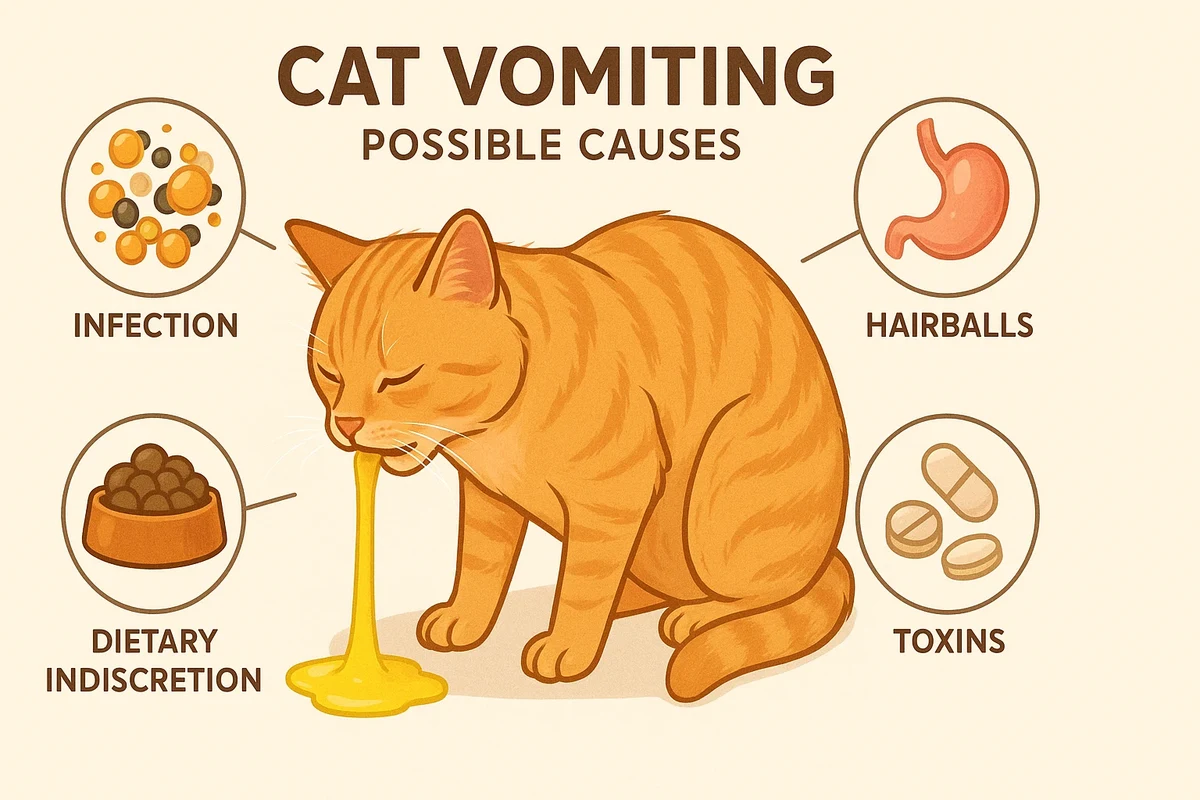 Cat vomiting, signs, causes, and how to help your cat