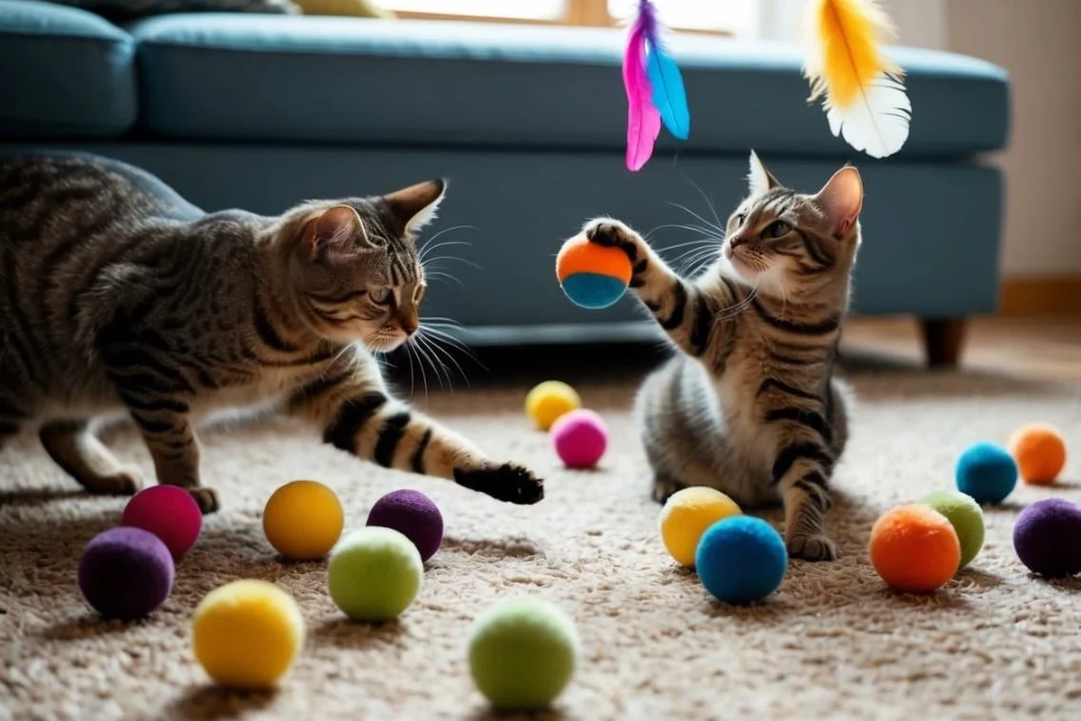 Cat bringing a toy to its owner, showing affection.